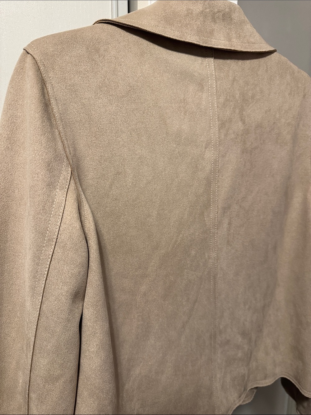 Beige Suede Button-Front Jacket - Picture 7 of 7